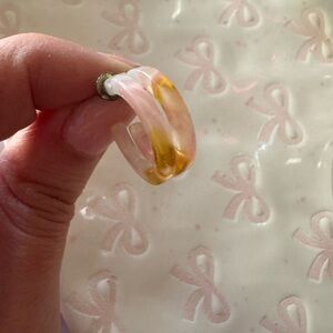 Small acetate pink and orange tortoise shell earrings